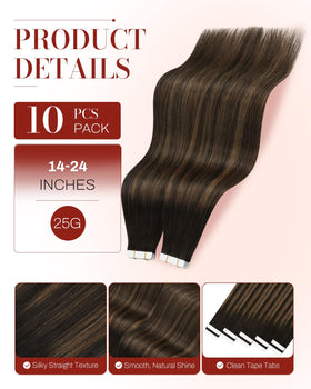 Moresoo Brown Balayage Hair Extensions close-up of tape