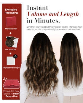 Moresoo Brown Balayage Tape in Extensions back view