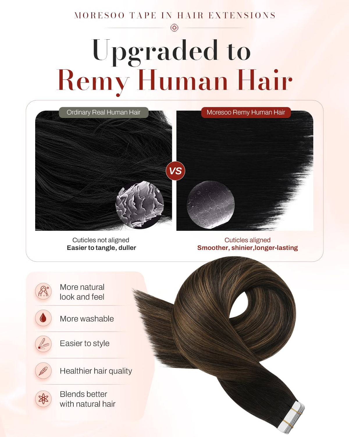 Moresoo Brown Balayage Tape in Extensions packaging