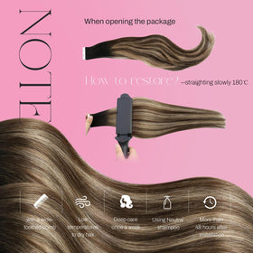 Moresoo Brown Blonde Tape In Hair Extensions 12in back view