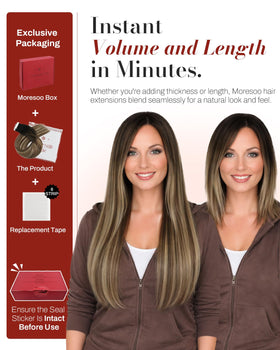 Moresoo Caramel Balayage Tape Extensions in natural light