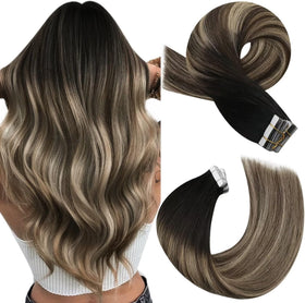 Moresoo Caramel Balayage Tape in Hair Extensions 18in front view