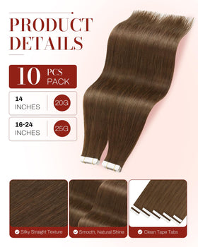 Moresoo Chestnut Brown Hair Extensions close-up