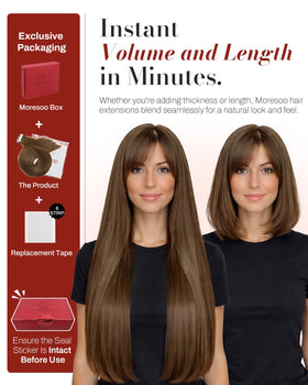 Moresoo Chestnut Brown Tape In Extensions 16in back view