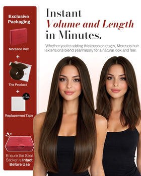 Moresoo Dark Brown Tape In Extensions back view