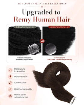 Moresoo Dark Brown Tape-In Extensions packaging
