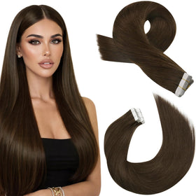 Moresoo Dark Brown Tape-In Hair Extensions front view