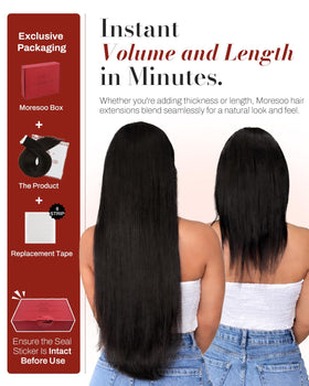 Moresoo Darkest Brown Tape-In Extensions installation process