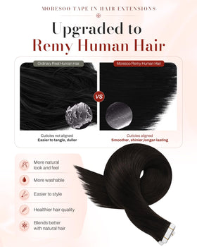 Moresoo Darkest Brown Tape-In Hair Extensions packaging