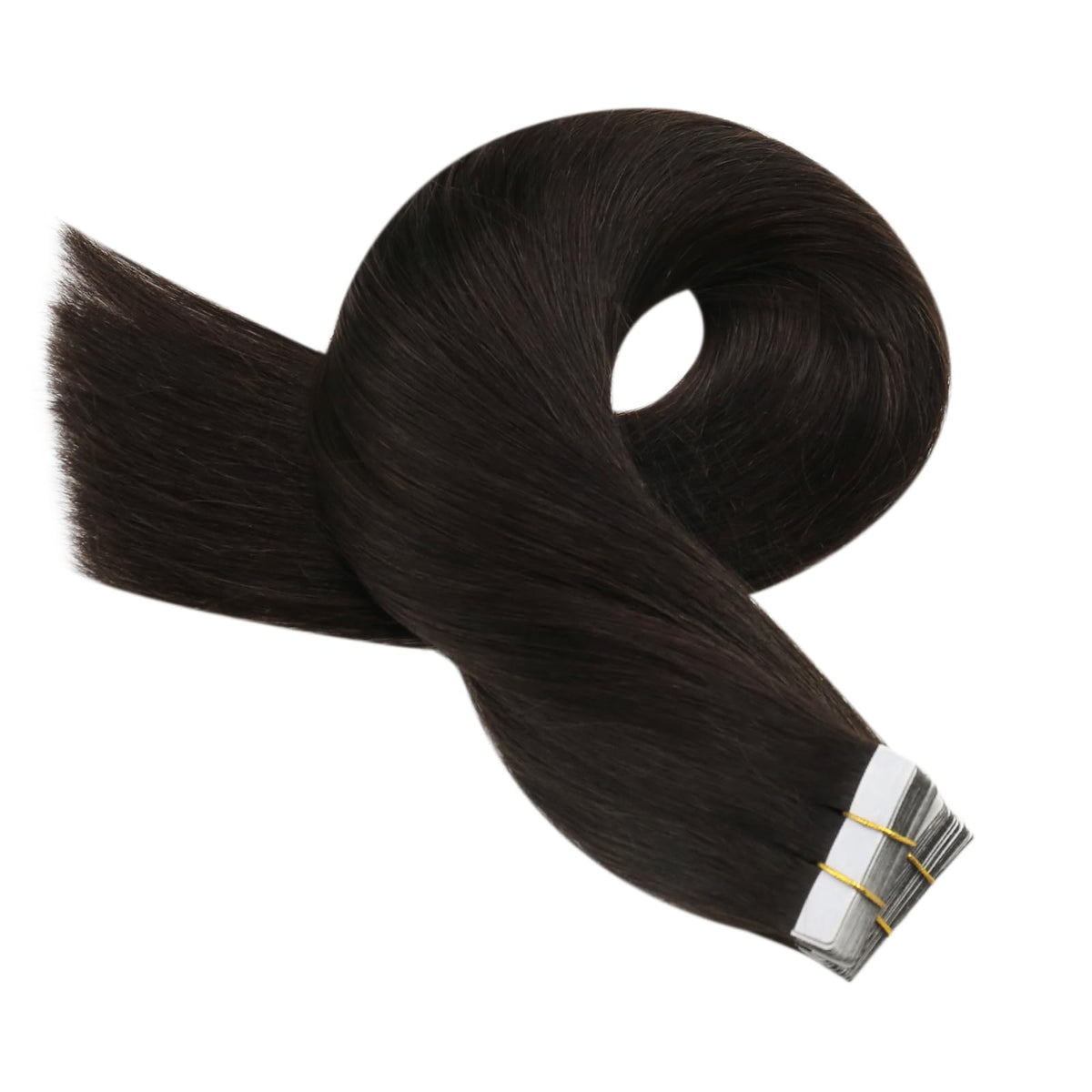 Moresoo Darkest Brown Tape in Human Hair Extensions 26 Inch with styling tools