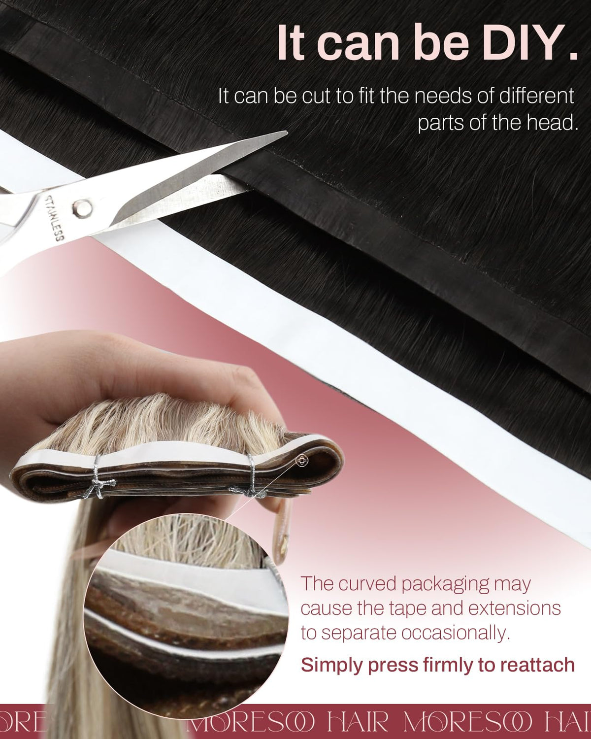 Moresoo Genius Tape Extensions side view highlighting the lightweight design