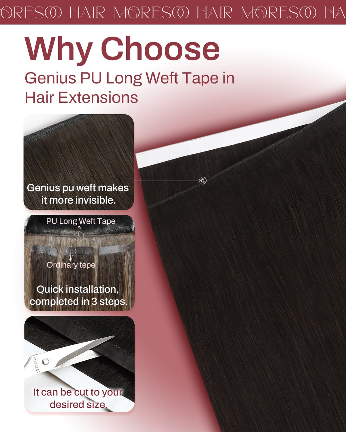 Moresoo Genius Tape Weft Human Hair Extensions packaging