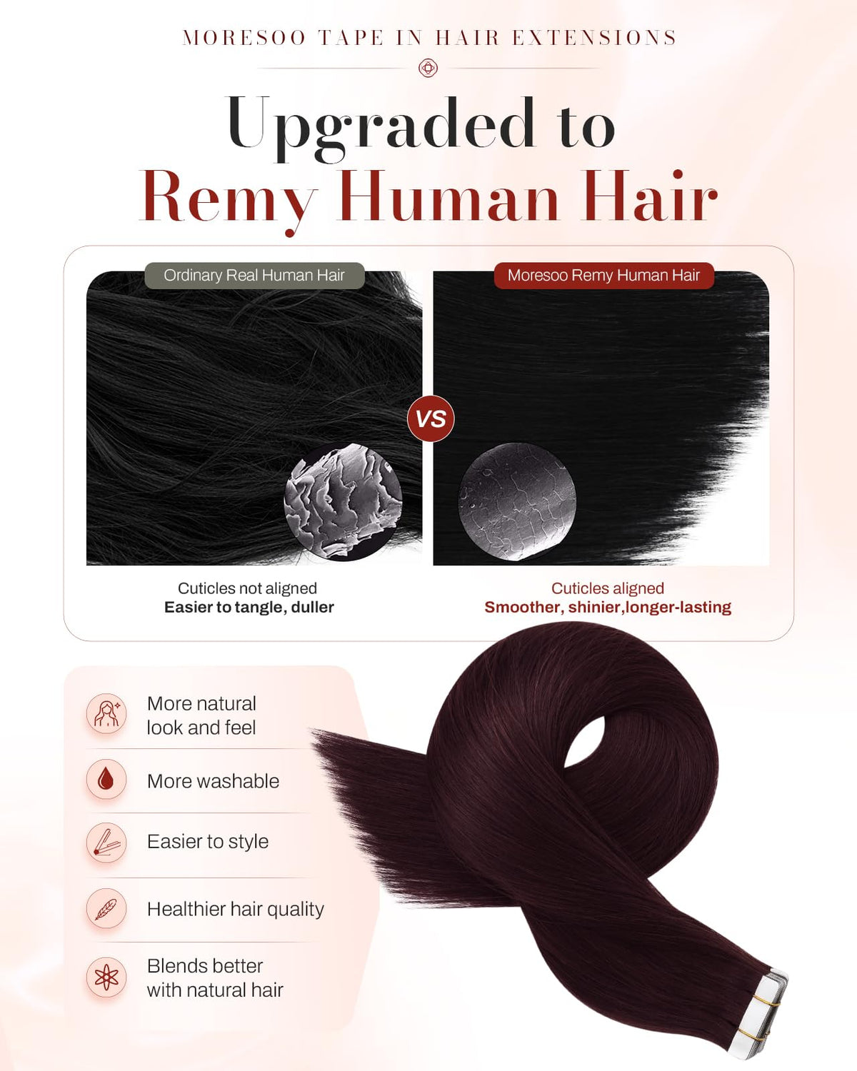 Moresoo Hair Extensions packaging with 40 pieces