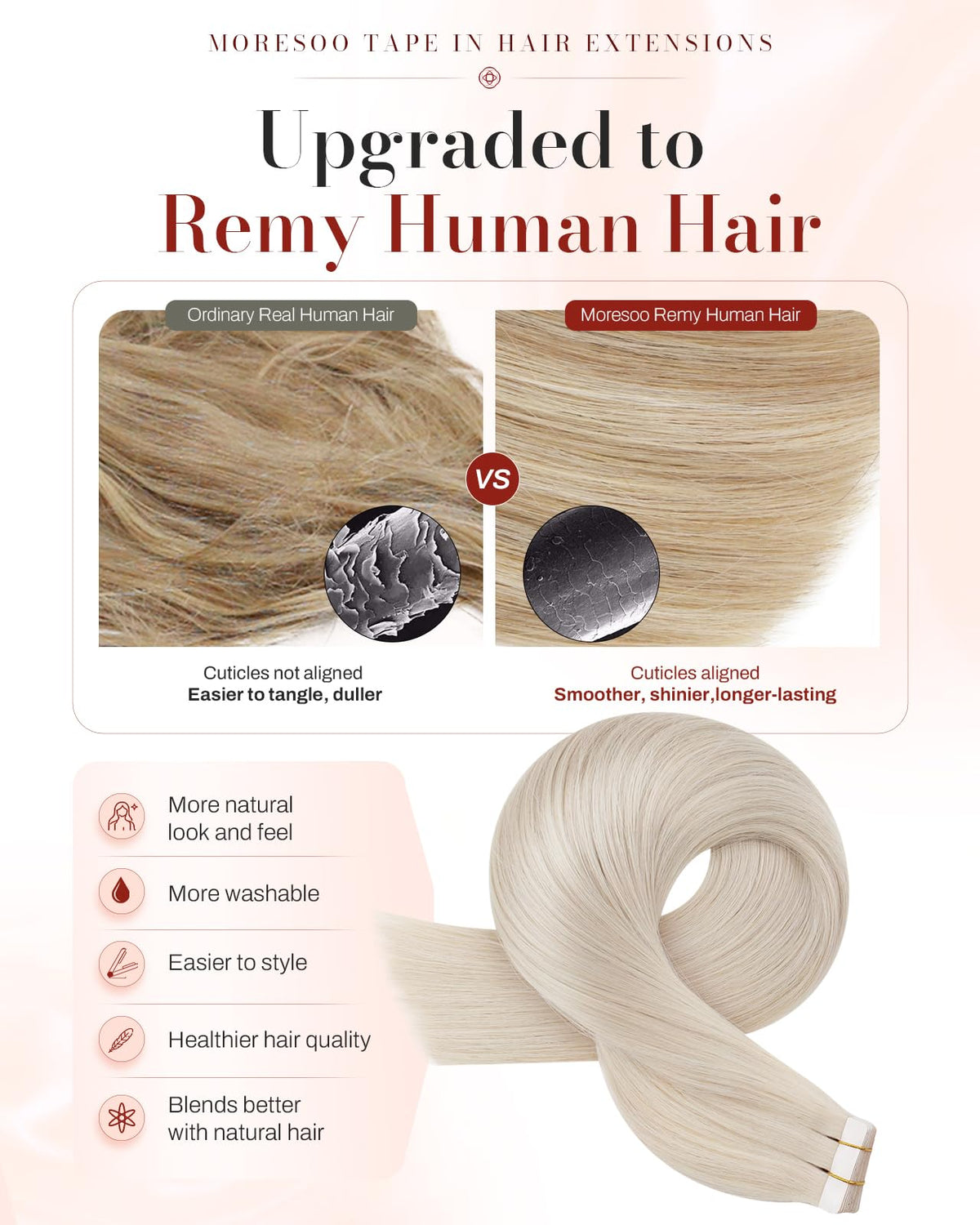 Moresoo hair extensions packaging with security seal