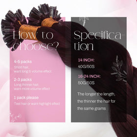 Moresoo hair extensions packaging with Wine Red colour