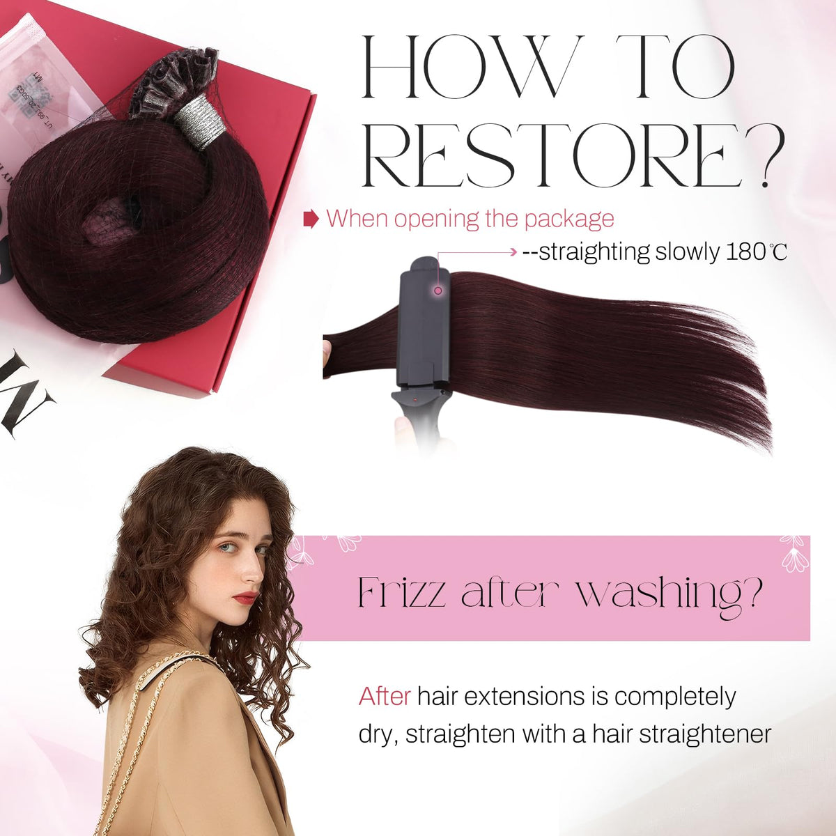 Moresoo hair extensions showing natural texture and colour
