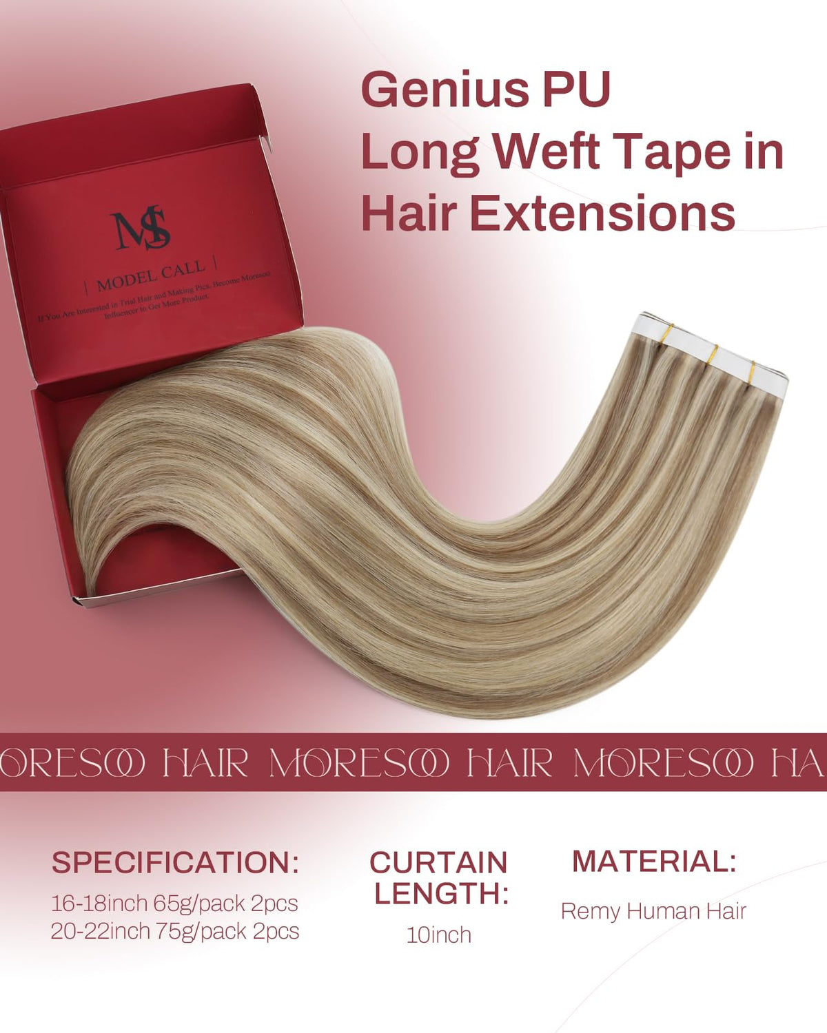 Moresoo hair extensions showing ultra-thin weft design