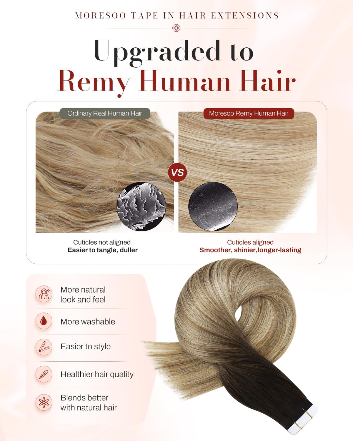 Moresoo Hair Tape-In Extensions packaging side view