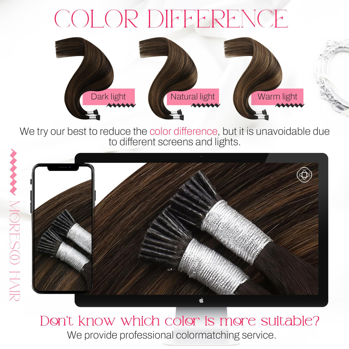 Moresoo I Tip Hair Extensions blended with natural hair