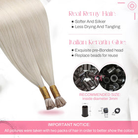 Moresoo I Tip Hair Extensions displayed in packaging