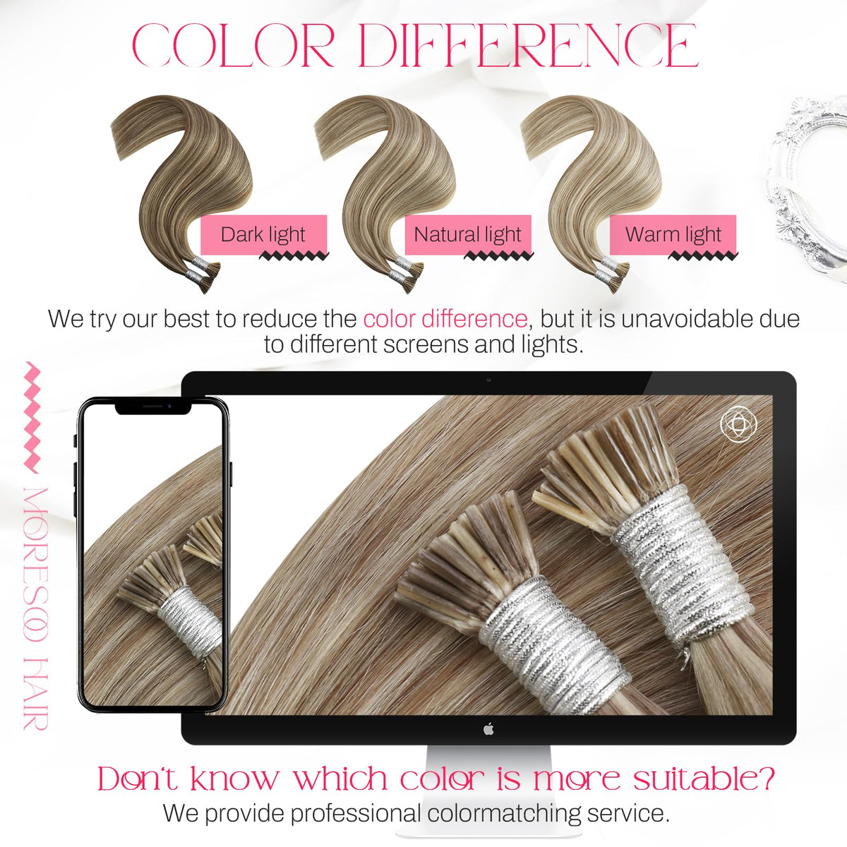 Moresoo I Tip Hair Extensions displayed on a flat surface