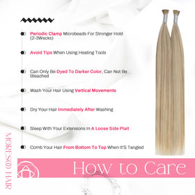 Moresoo I Tip Hair Extensions in a ponytail