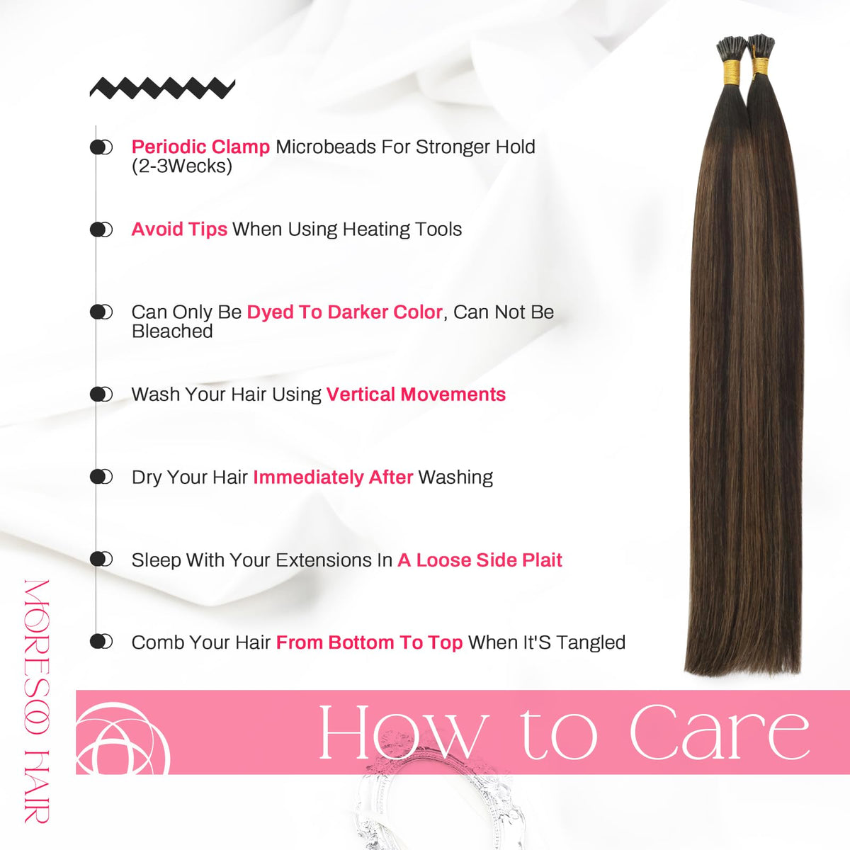 Moresoo I Tip Hair Extensions in a straight style