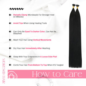 Moresoo I Tip Hair Extensions Jet Black 50 strands pack