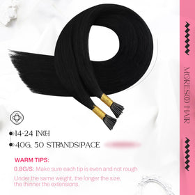 Moresoo I Tip Hair Extensions Jet Black installation process