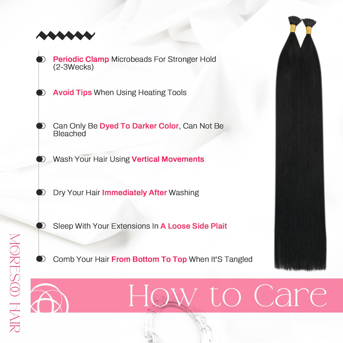 Moresoo I Tip Hair Extensions Jet Black packaging