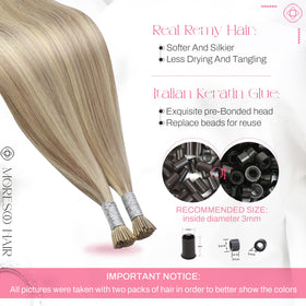 Moresoo I Tip Hair Extensions keratin-tipped ends detail