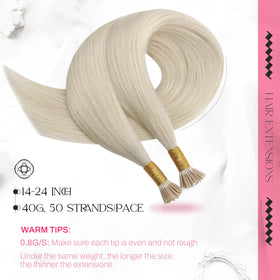 Moresoo I Tip Hair Extensions Platinum Blonde packaging