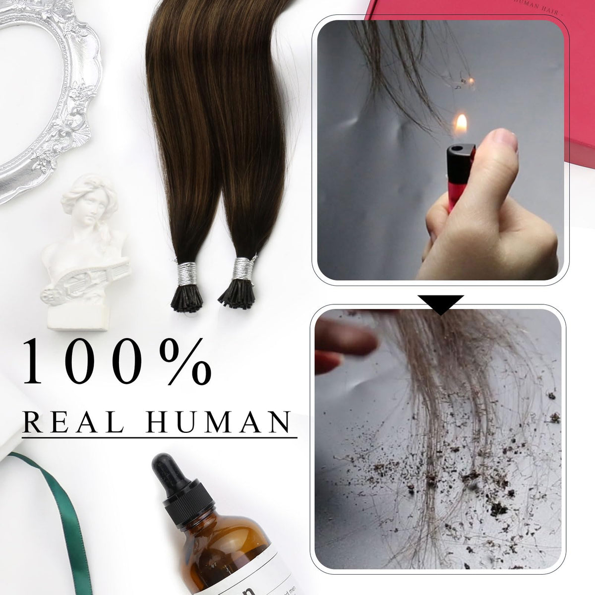 Moresoo I Tip Hair Extensions showing low-profile design