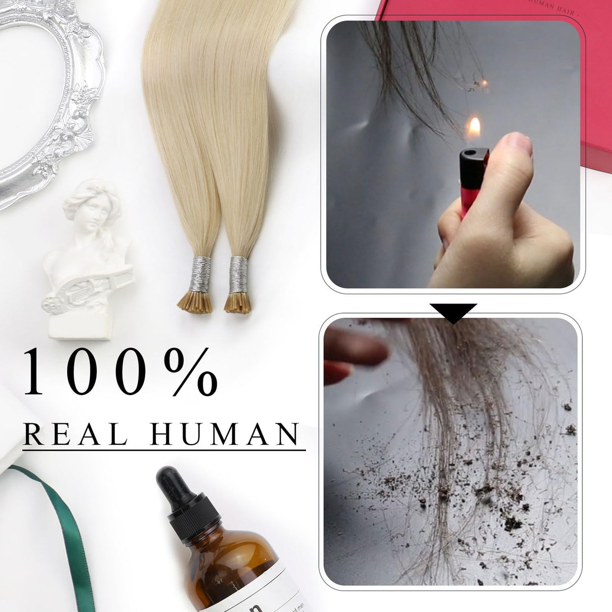 Moresoo I Tip Hair Extensions styled in curls