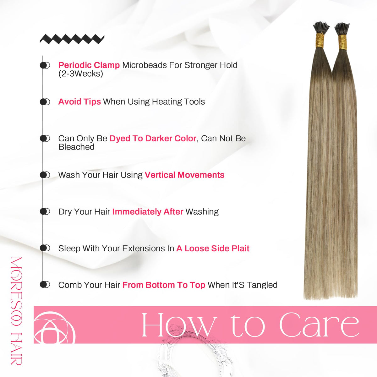 Moresoo I Tip Human Hair Extensions straight style
