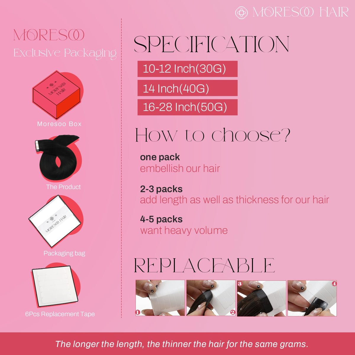 Moresoo Invisible Tape Hair Extensions displayed with styling tools