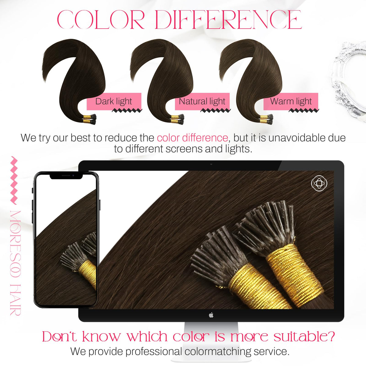 Moresoo Itip Human Hair Extensions medium brown strands