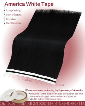 Moresoo Jet Black Hair Extensions styled in loose waves