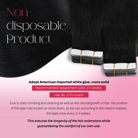 Moresoo Jet Black Tape-In Hair Extensions close-up of tape