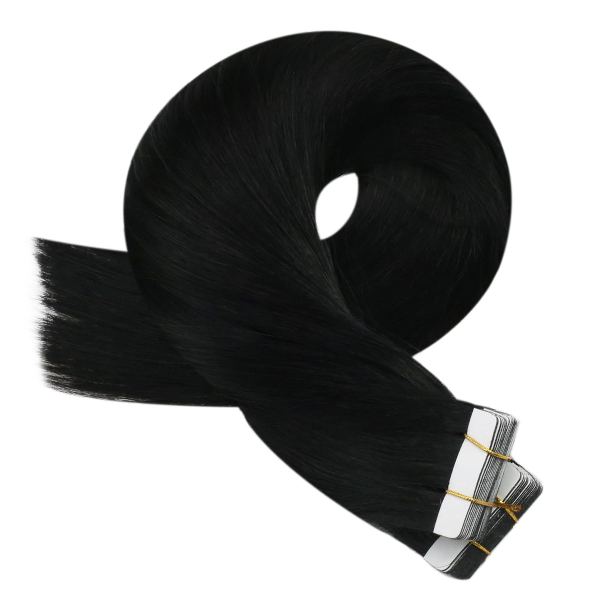 Moresoo Jet Black Tape-In Hair Extensions color comparison