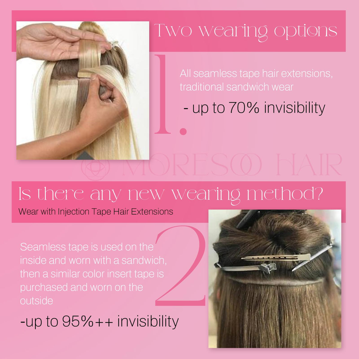 Moresoo Jet Black Tape-In Hair Extensions installation process