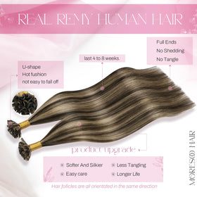 Moresoo K Tip Hair Extensions 16 Inch Caramel Brown packaging