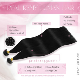 Moresoo K Tip Hair Extensions 20 Inch Jet Black packaging