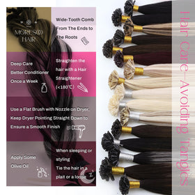 Moresoo K Tip Hair Extensions displayed on a mannequin