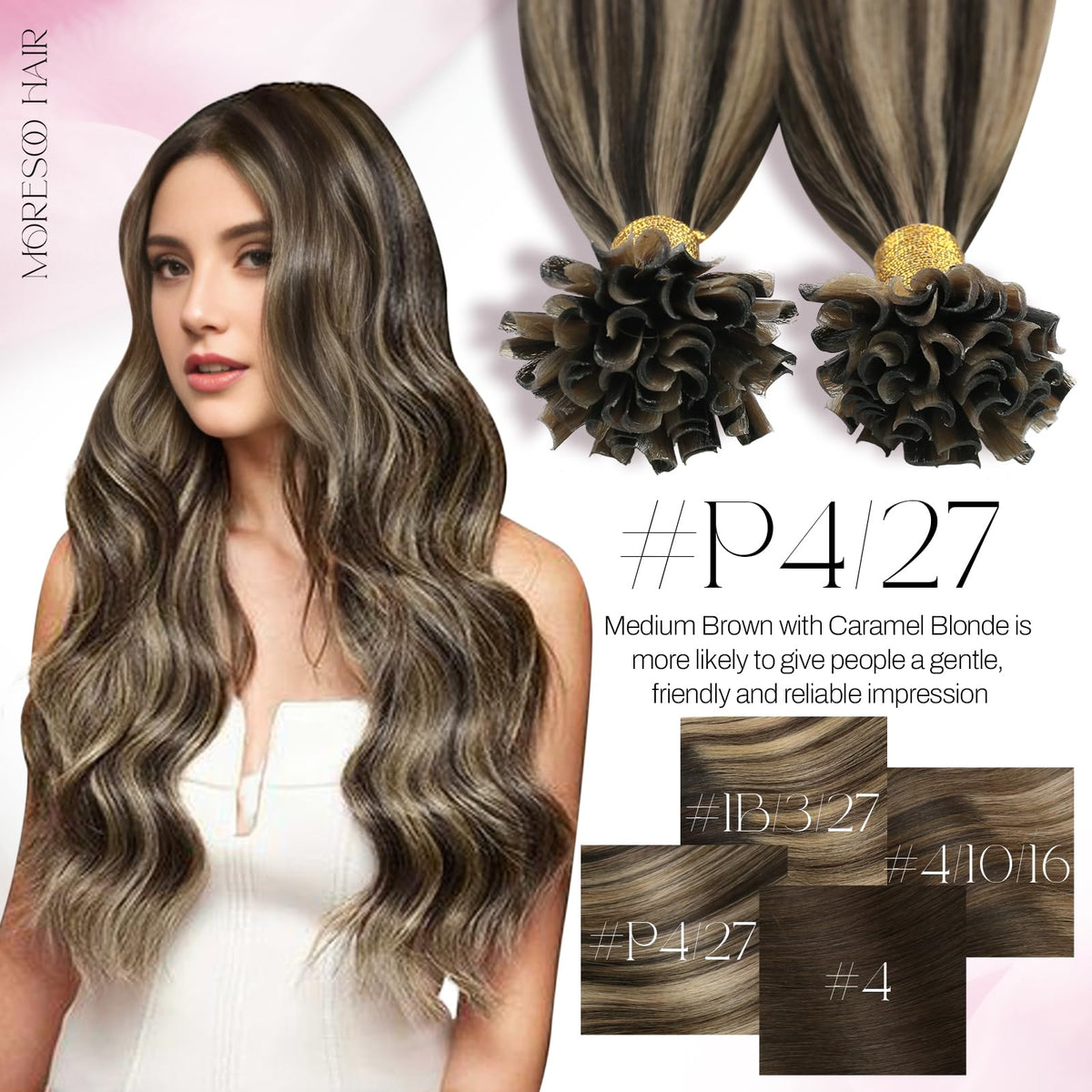 Moresoo K Tip Hair Extensions in natural light