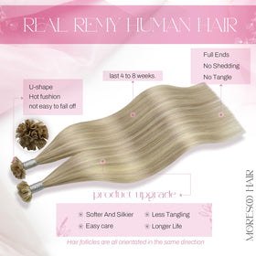 Moresoo K Tip Hair Extensions packaging with 50 strands
