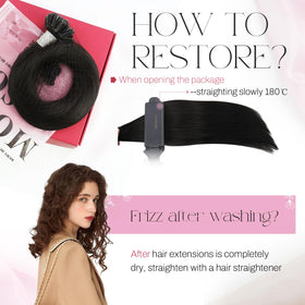 Moresoo K Tip Hair Extensions showing natural hair integration