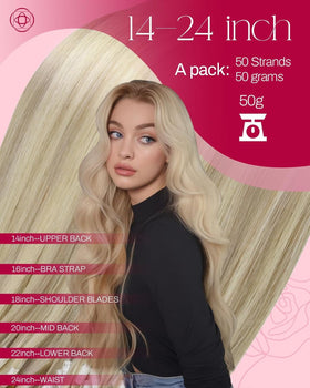Moresoo Micro Bead Hair Extensions Ash Blonde Highlight close-up of strands