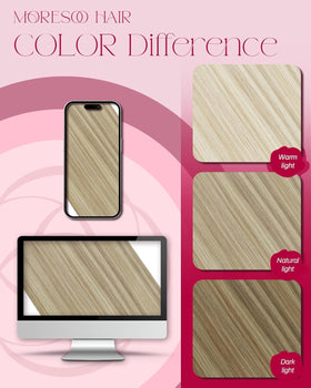 Moresoo Micro Bead Hair Extensions Ash Blonde Highlight showing attachment points