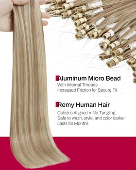 Moresoo Micro Bead Hair Extensions close-up of strands